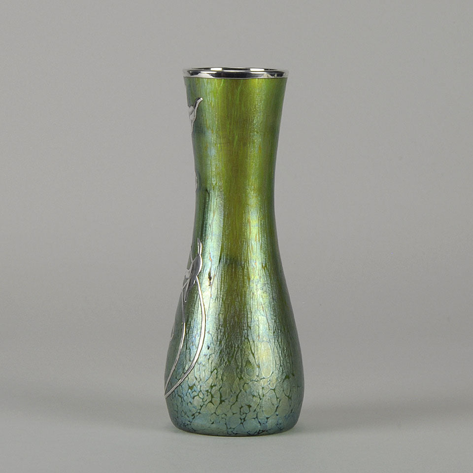 Slender Nouveau Silvered Vase by Johann Loetz