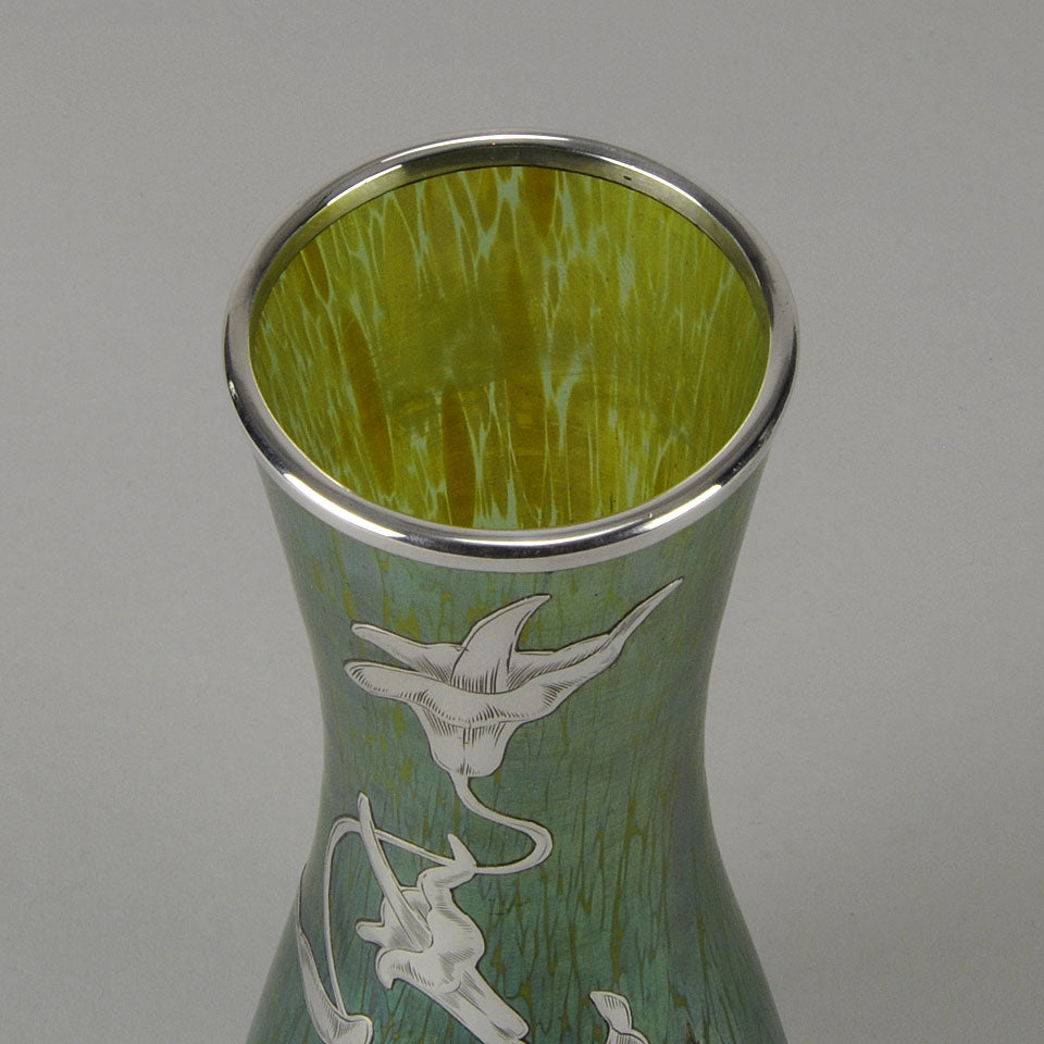 Slender Nouveau Silvered Vase by Johann Loetz