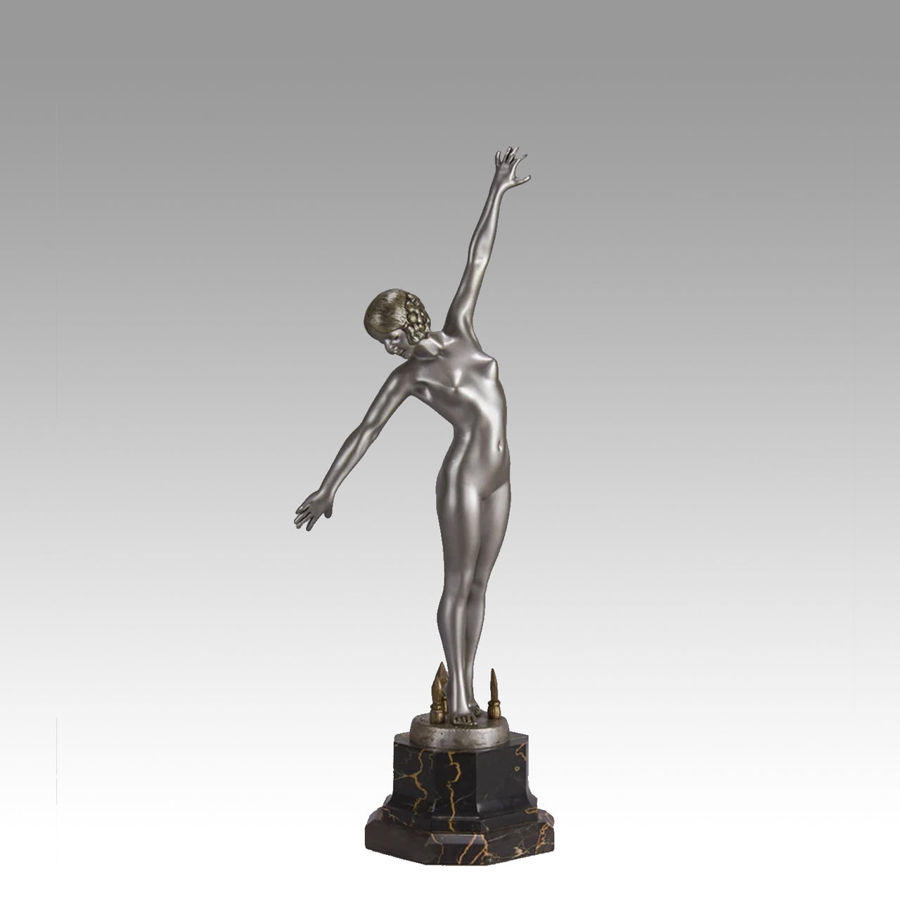 Art Deco Spear Dancer by Fernand Ouillon-Carrere - Art Deco sculptures for sale - Deco Bronze - Hickmet Fine Arts