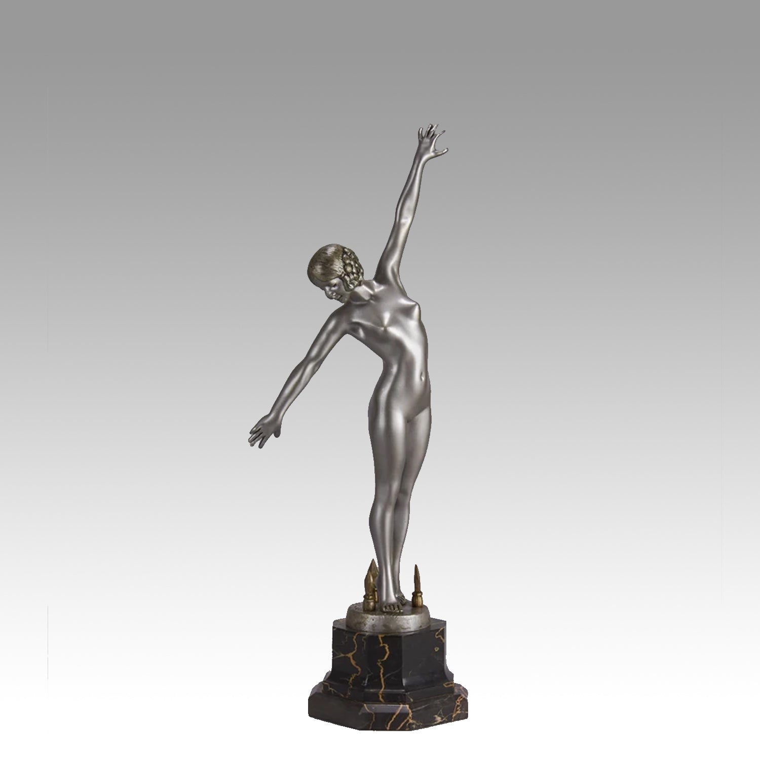 Art Deco Spear Dancer by Fernand Ouillon-Carrere - Art Deco sculptures for sale - Deco Bronze - Hickmet Fine Arts