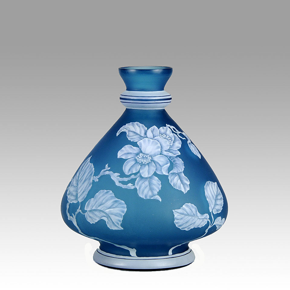 Stevens and Williams Blue Cameo Vase