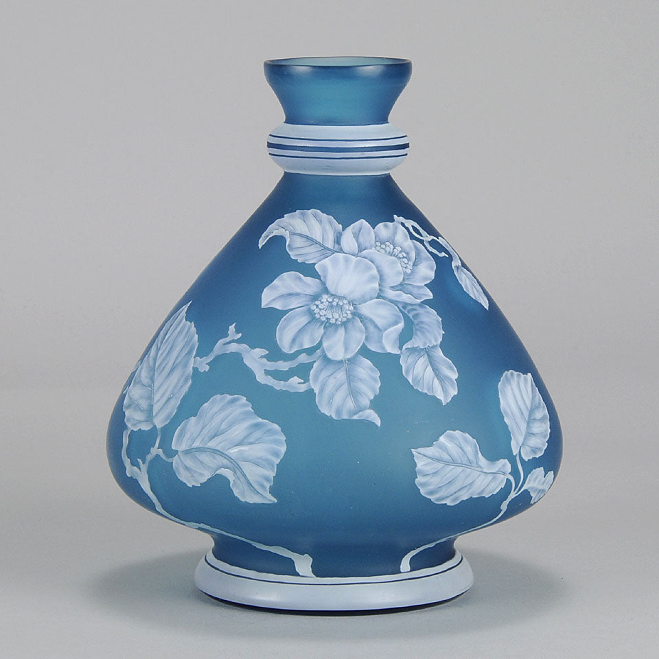 Stevens and Williams Blue Cameo Vase