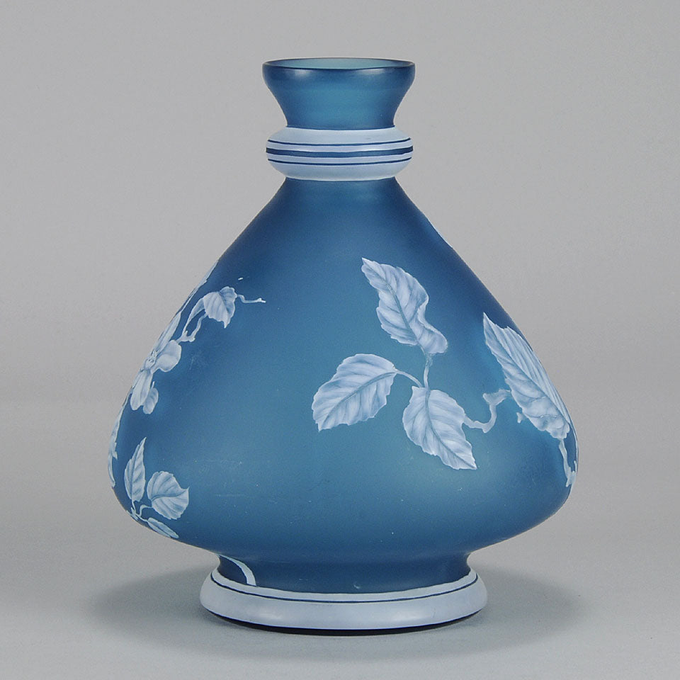 Stevens and Williams Blue Cameo Vase