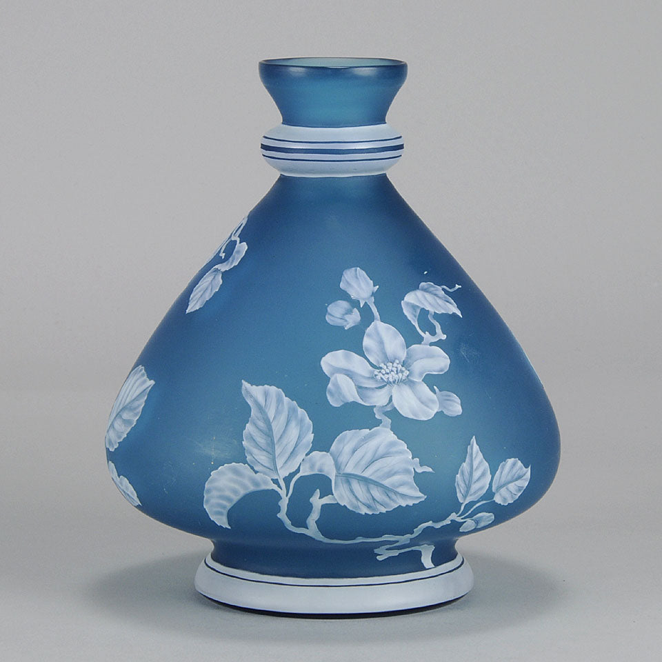 Stevens and Williams Blue Cameo Vase