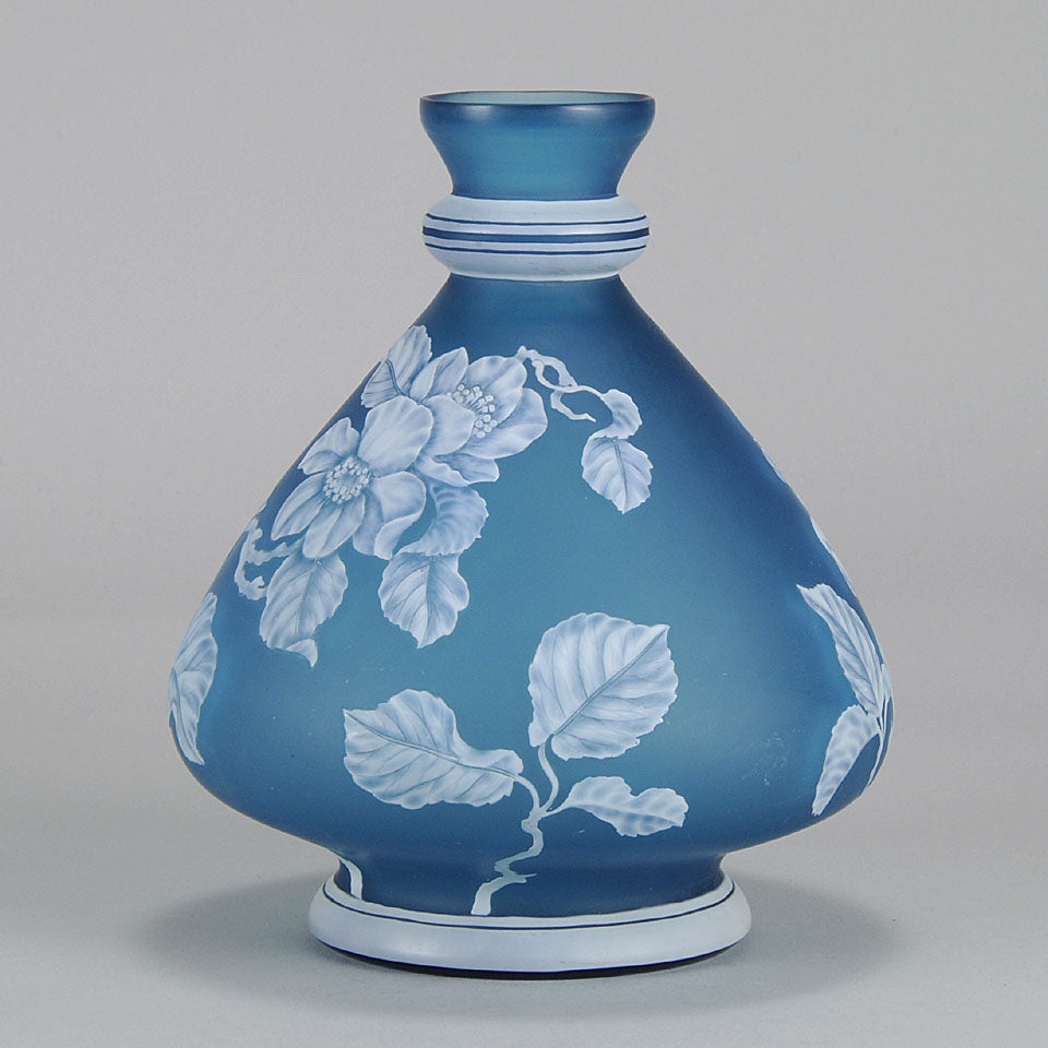 Stevens and Williams Blue Cameo Vase