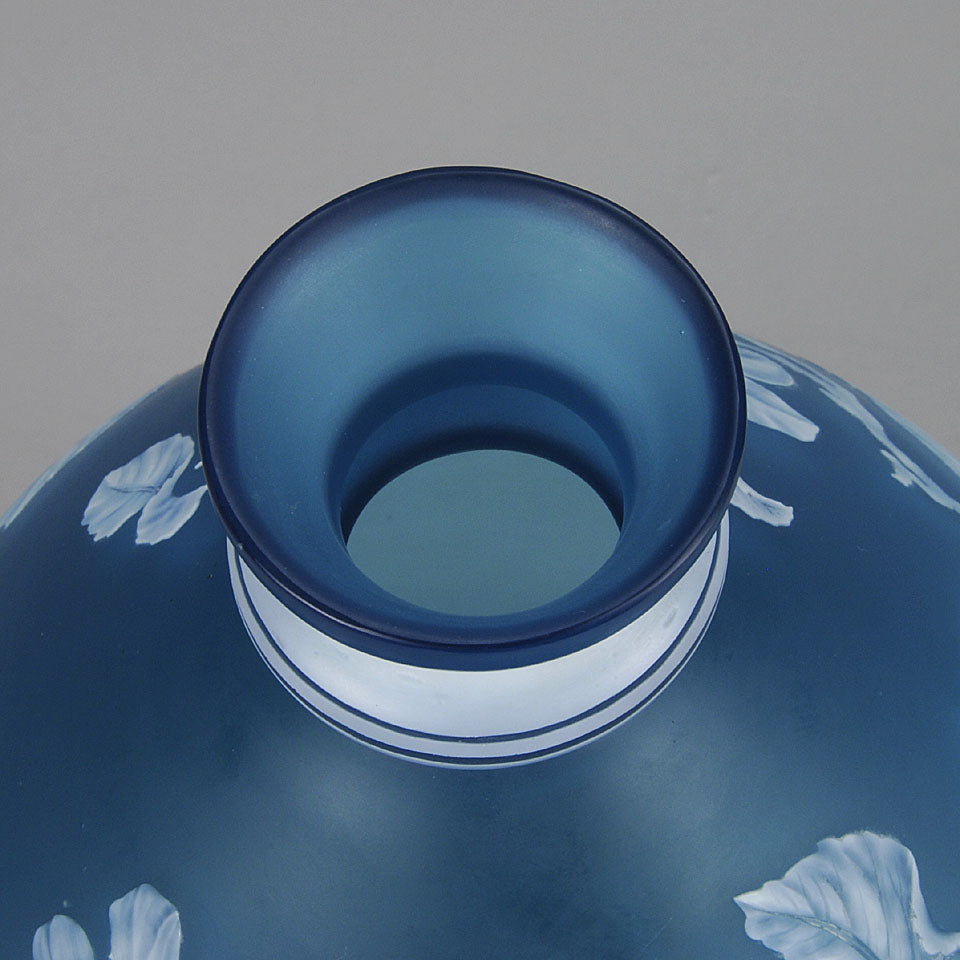 Stevens and Williams Blue Cameo Vase