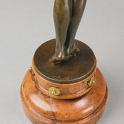 Flamenco Dancer by T Curts a charming Art Nouveau bronze figure of a flamboyant flamenco dancer holding a striking pose, her diaphonous gilded dress seductively draped over her, pinned and hinged to be removed in order to reveal her beautiful naked body