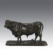Taureau Normand No.2 A majestic mid 19th Century Animalier bronze study of a large bull by Pierre Jules Mene