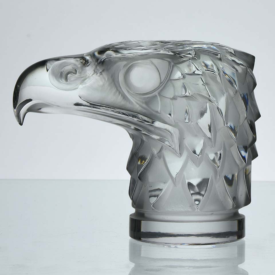 Tête d’Aigle Car Bonnet Mascot by René Lalique a an eagle’s head with fine moulded and hand finished detail