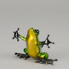 Tim Cotterill Hug - A vibrant limited edition bronze study of a frog balancing on its hind with its frog legs outstretched as if its welcoming a hug - Hickmet Fine Arts