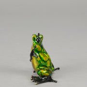 Tim Cotterill Hug - A vibrant limited edition bronze study of a frog balancing on its hind with its frog legs outstretched as if its welcoming a hug - Hickmet Fine Arts