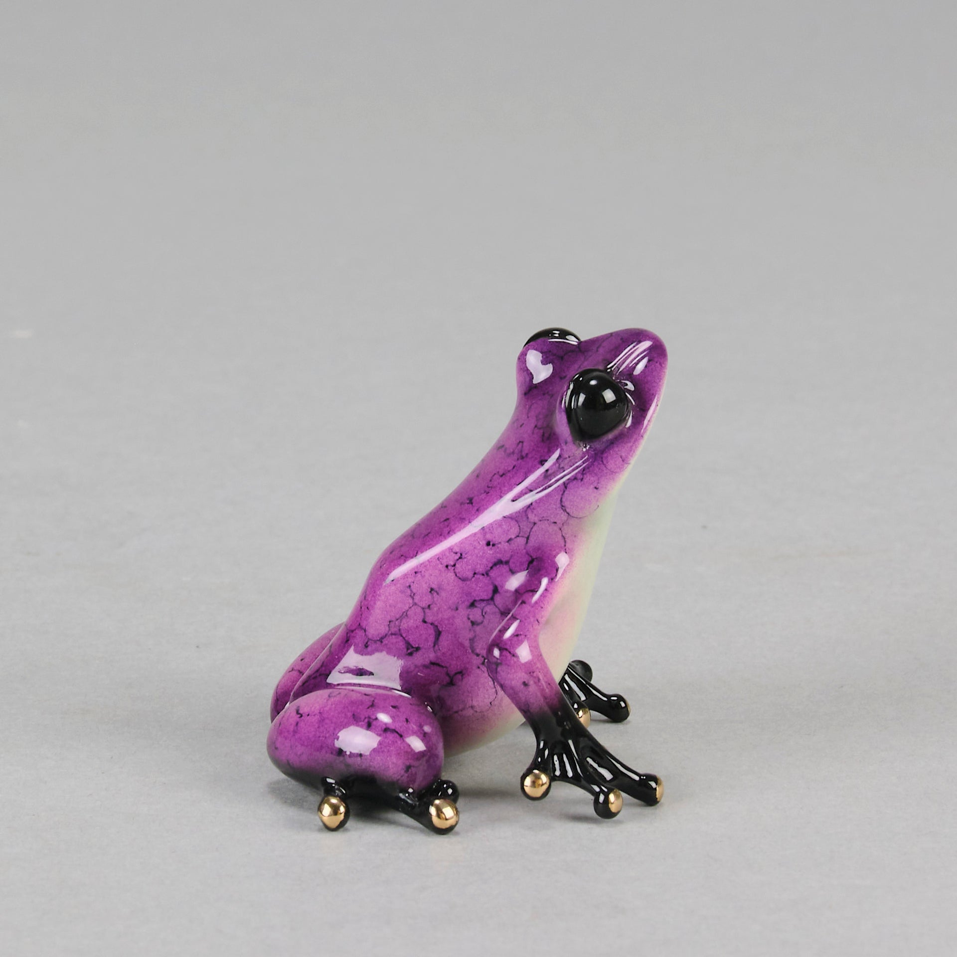 Berry An attractive limited edition bronze study of a purple frog in a seated position exhibiting very fine bright enamel colours by Tim Cotterill - Hickmet Fine Arts