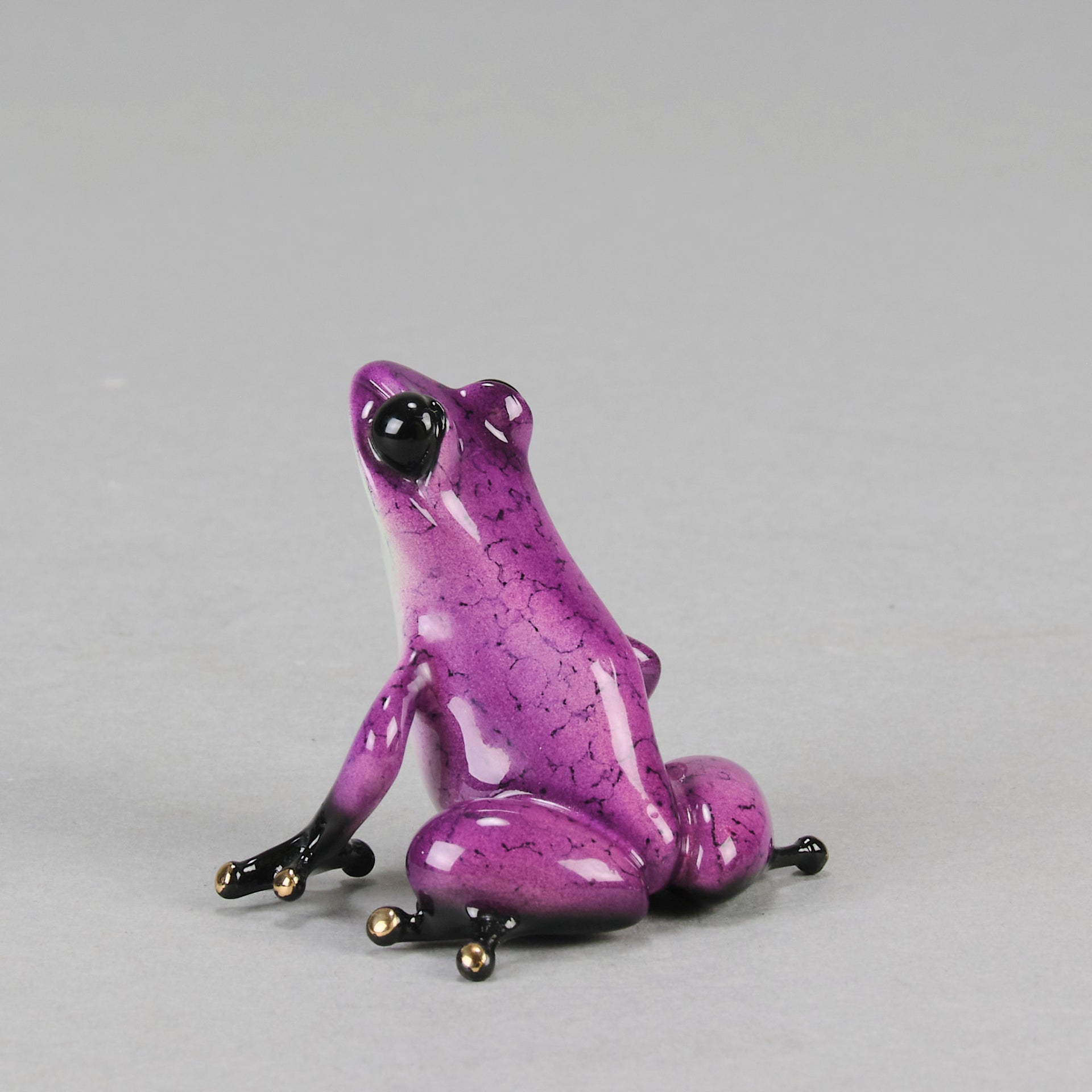 Berry An attractive limited edition bronze study of a purple frog in a seated position exhibiting very fine bright enamel colours by Tim Cotterill - Hickmet Fine Arts