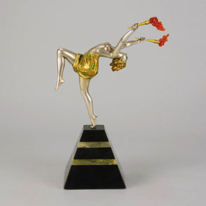 Ferdinand Preiss Torch Dancer - Art Deco Bronze - Antique Bronze -  Hickmet Fine Arts