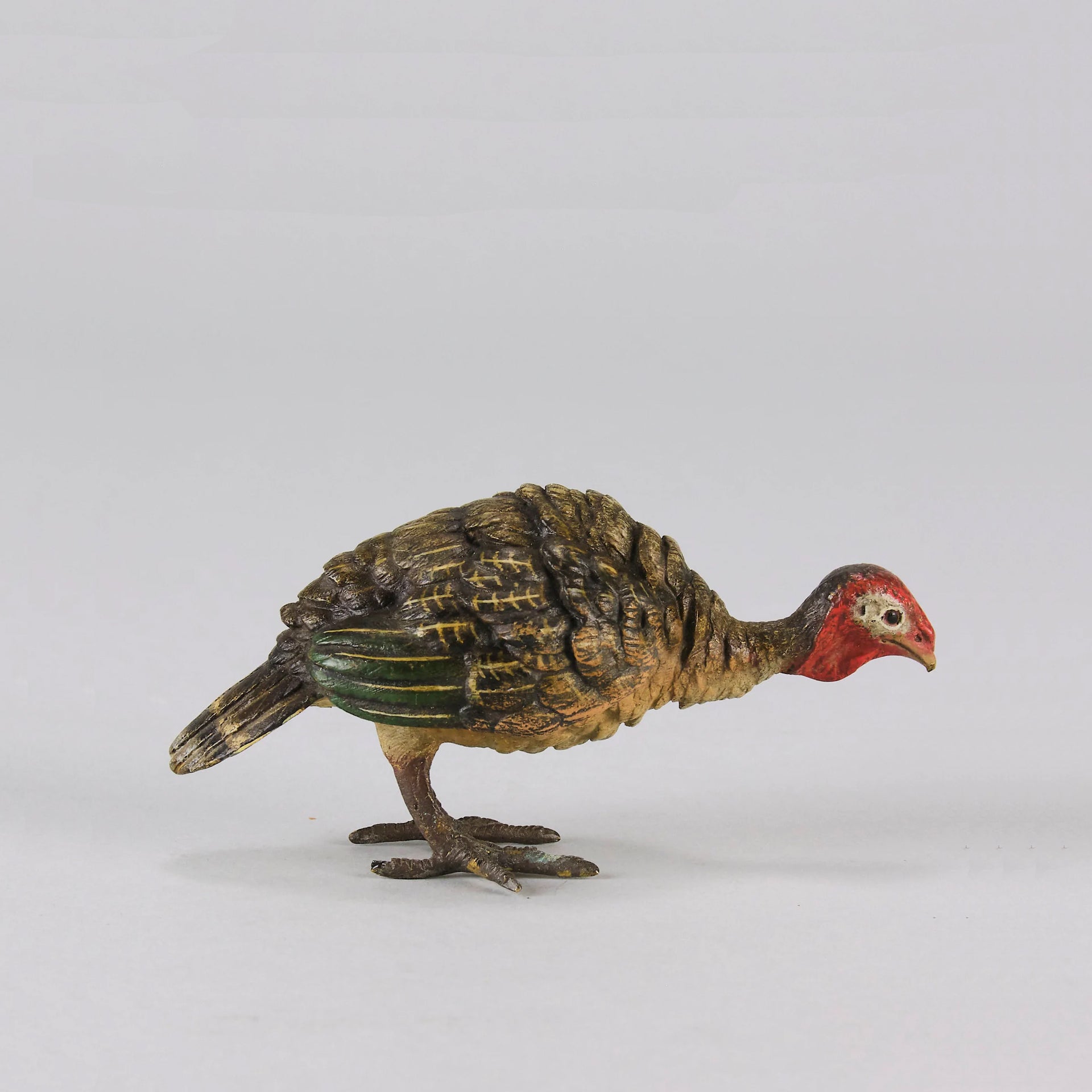 Bergman Bronze - Antique Bronze - Bergman cold painted bronze - Feeding Turkey - Franz Bergman - Hickmet Fine Arts