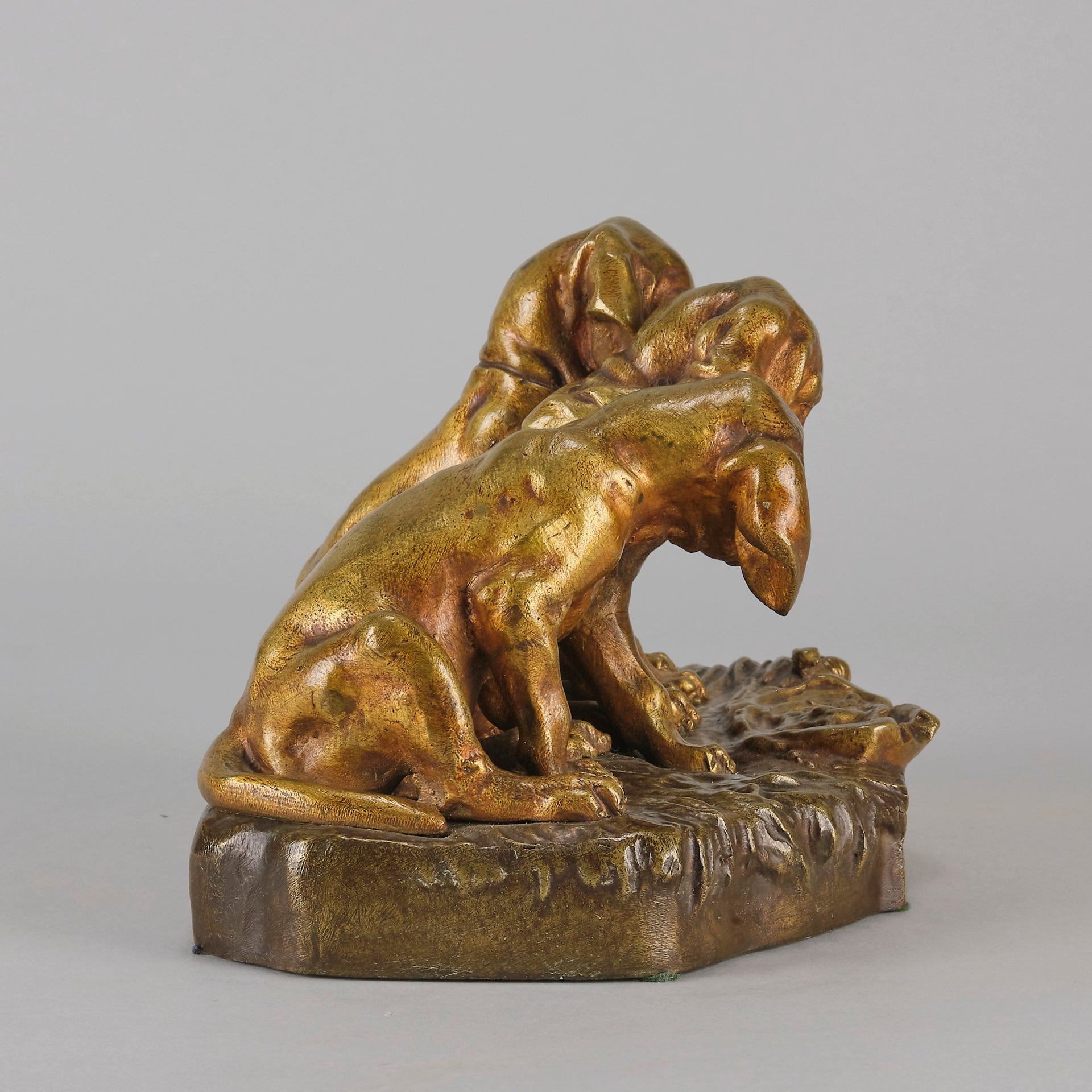 Trois Chiots - Georges Vacossin Bronze - Hickmet Fine Arts 
