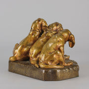 Trois Chiots - Georges Vacossin Bronze - Hickmet Fine Arts 