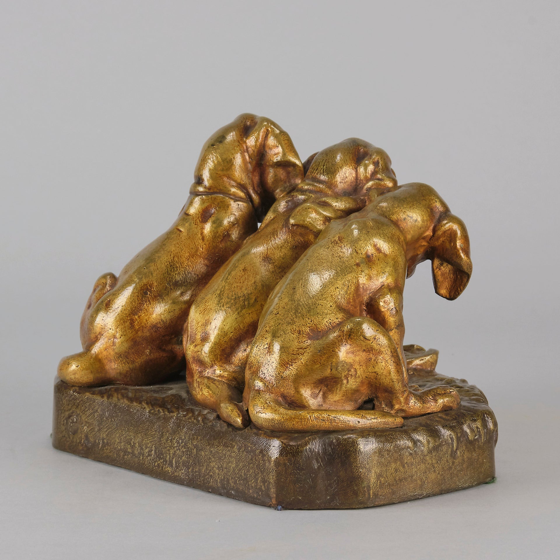 Trois Chiots - Georges Vacossin Bronze - Hickmet Fine Arts 