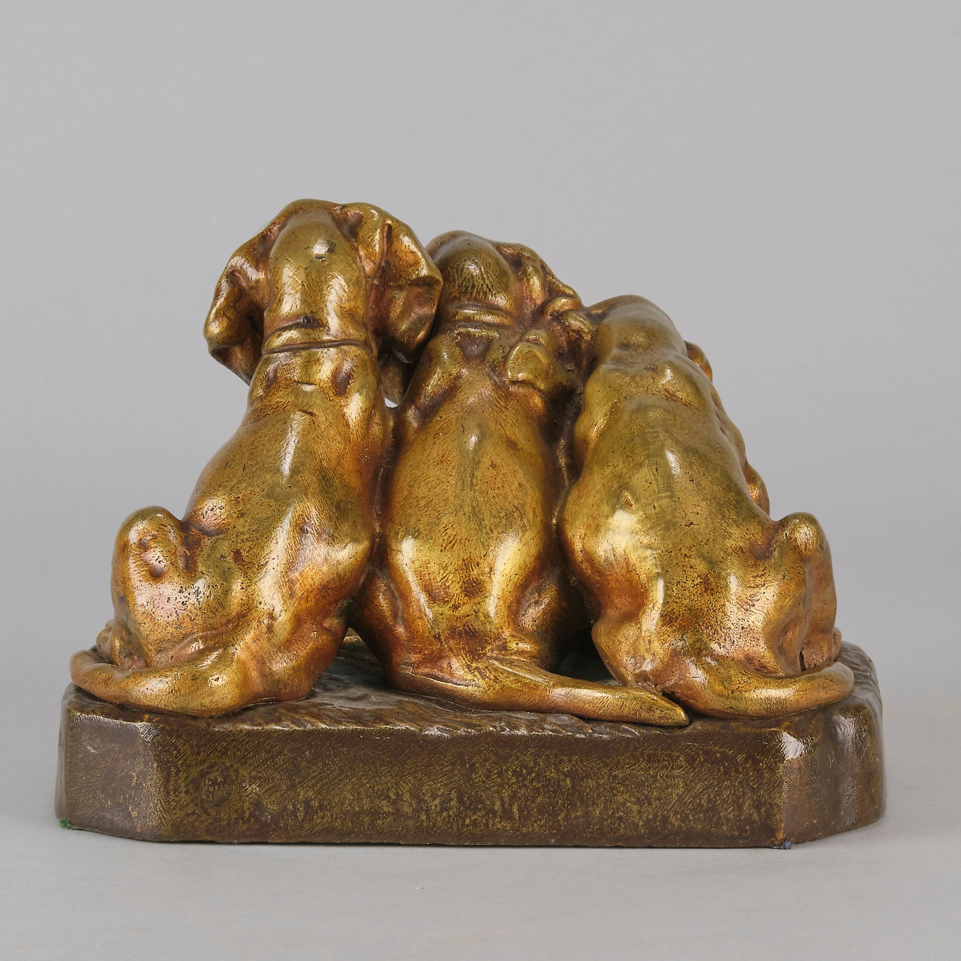 Trois Chiots - Georges Vacossin Bronze - Hickmet Fine Arts 