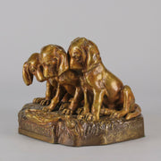 Trois Chiots - Georges Vacossin Bronze - Hickmet Fine Arts 