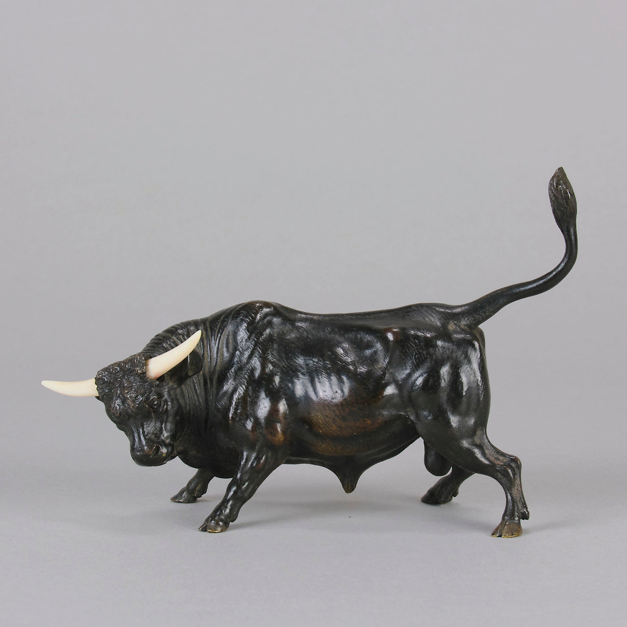 Antique Bronze - Charging Bull - Vienna Bronze - Austrian Bronze - Hickmet Fine Arts