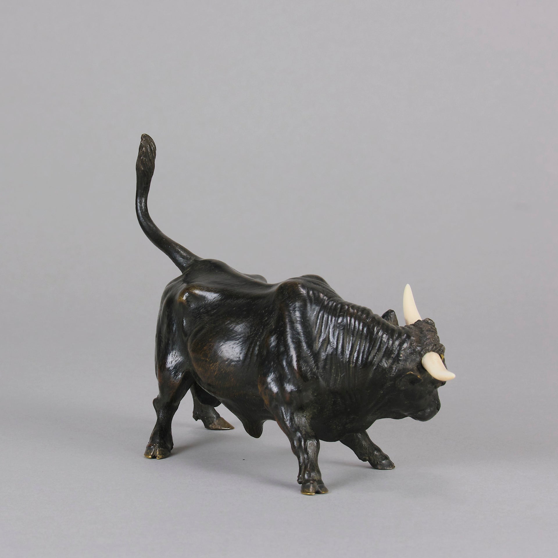 Antique Bronze - Charging Bull - Vienna Bronze - Austrian Bronze - Hickmet Fine Arts