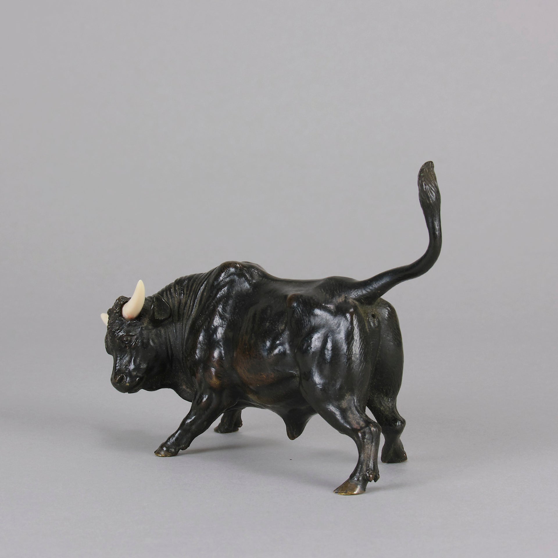 Antique Bronze - Charging Bull - Vienna Bronze - Austrian Bronze - Hickmet Fine Arts