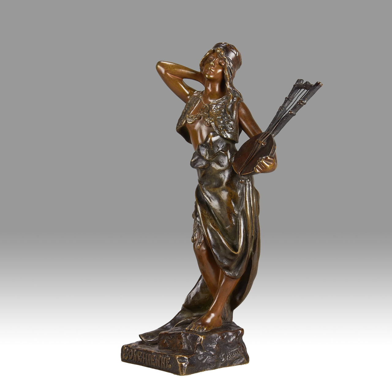 Villanis Antique Bronze Bohemienne - Villanis, Emmanuel –  Antique Bronze Statues -Hickmet Fine Arts
