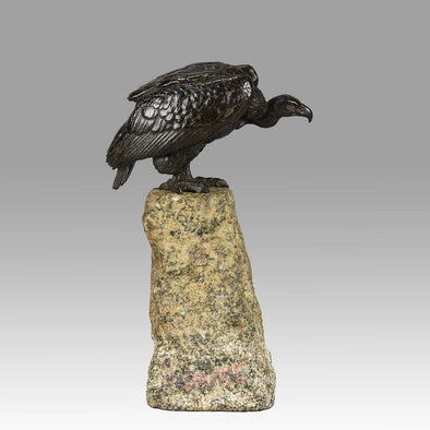 "Seated Vulture" by Alfred Barye - Barye Bronze Sculpture