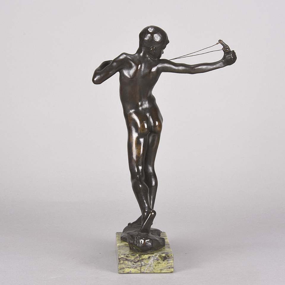 Sling Boy  - Art Nouveau Reid-Dick Bronze - Hickmet Fine Arts