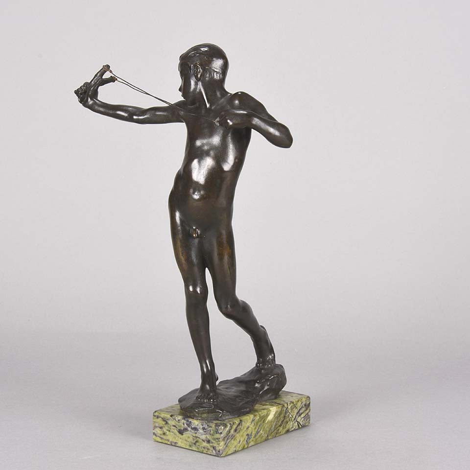 Sling Boy  - Art Nouveau Reid-Dick Bronze - Hickmet Fine Arts