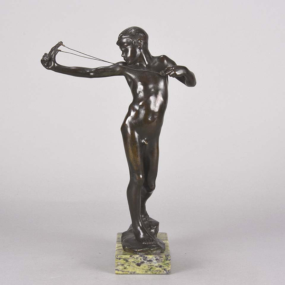 Sling Boy  - Art Nouveau Reid-Dick Bronze - Hickmet Fine Arts