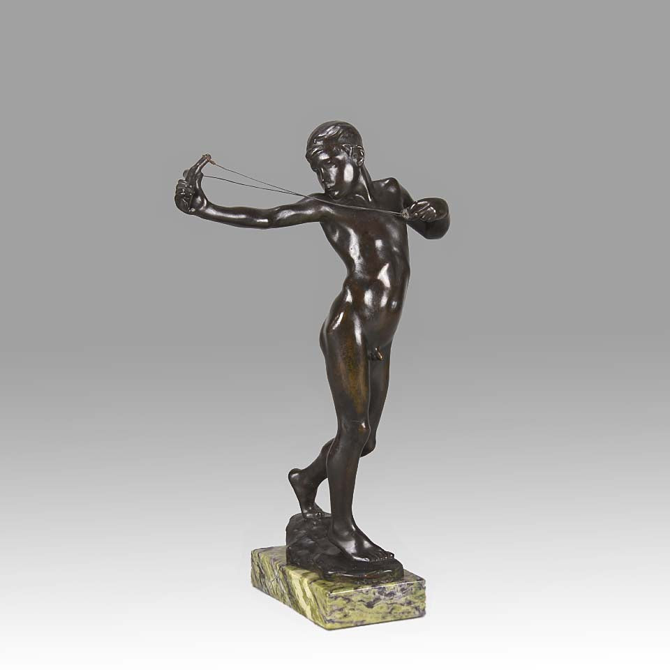 Sling Boy  - Art Nouveau Reid-Dick Bronze - Hickmet Fine Arts