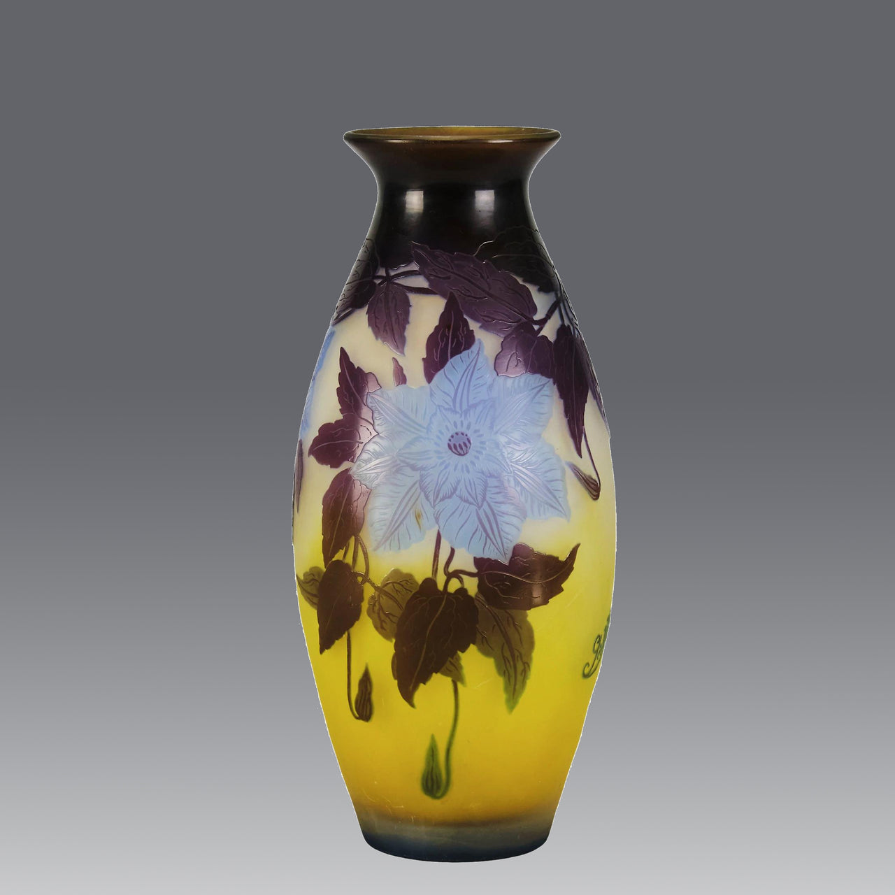 Emile Galle - Art Nouveau Glass - Galle vase - Blue Flower Vase - art nouveau glass vase – Hickmet Fine Arts