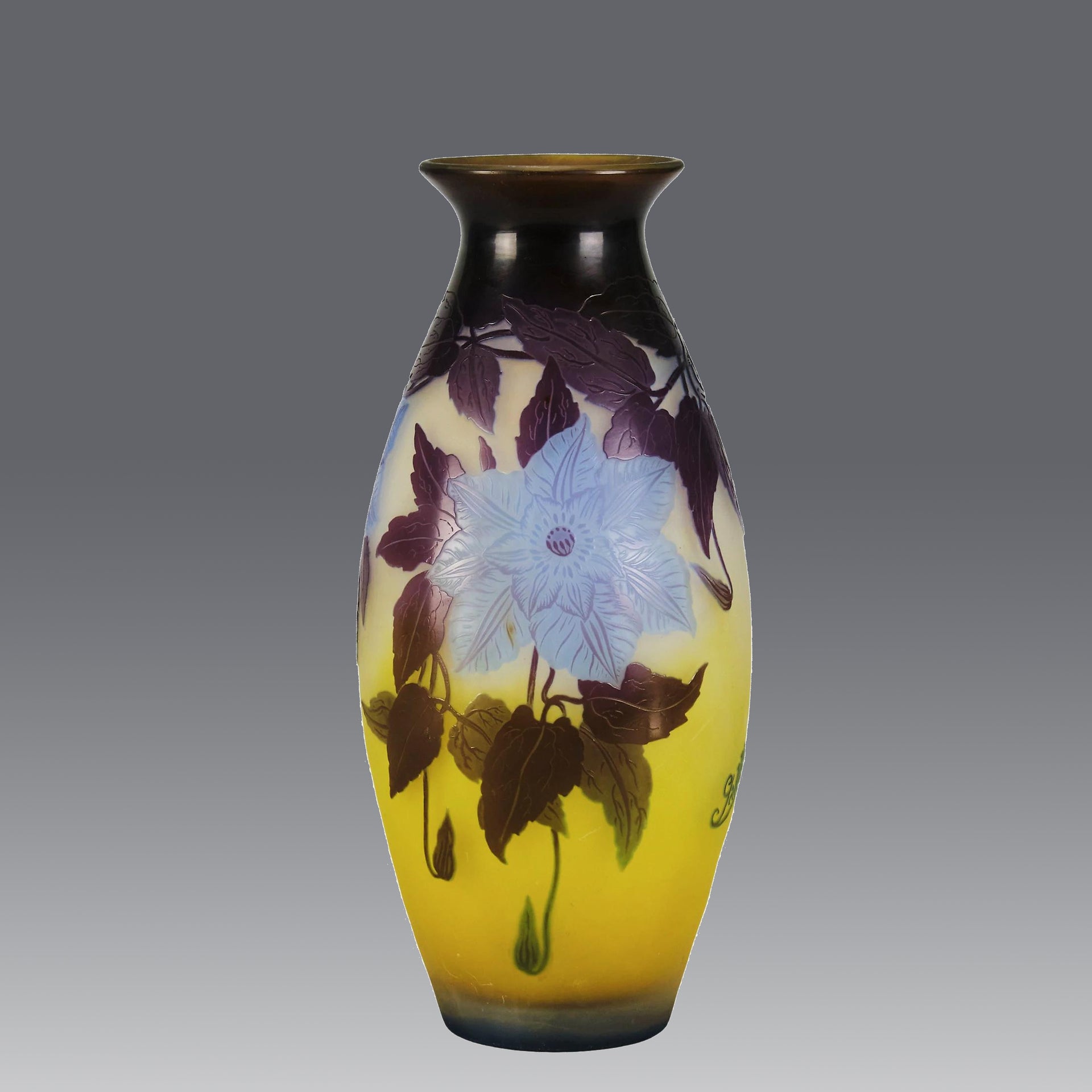 Emile Galle - Art Nouveau Glass - Galle vase - Blue Flower Vase - art nouveau glass vase – Hickmet Fine Arts