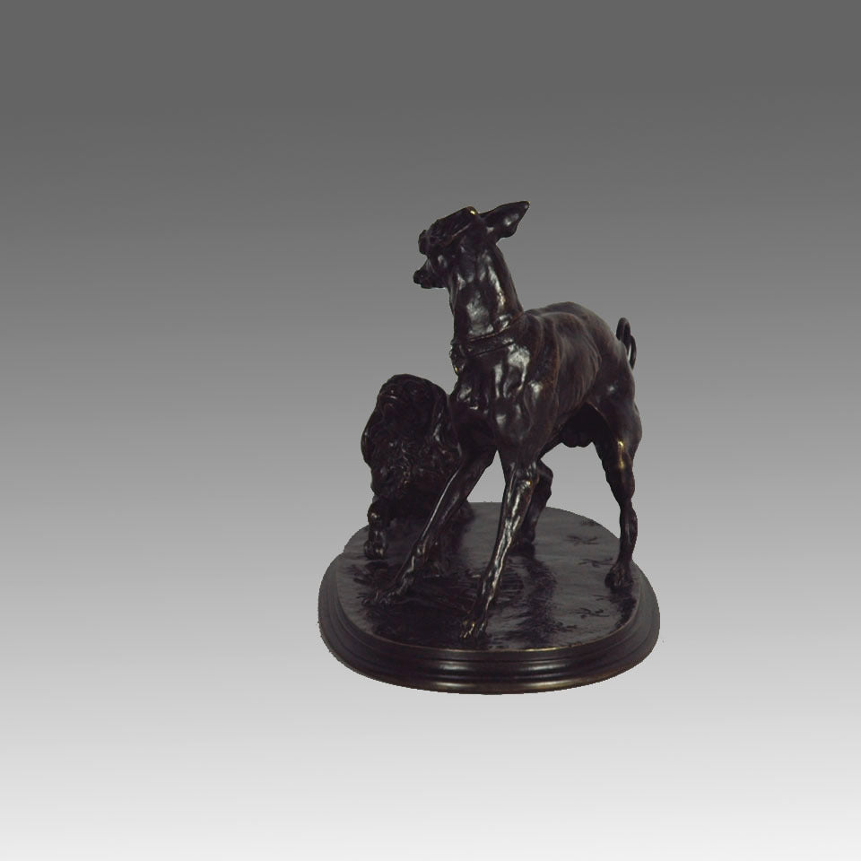 Bronze Greyhound and King Charles by Mene