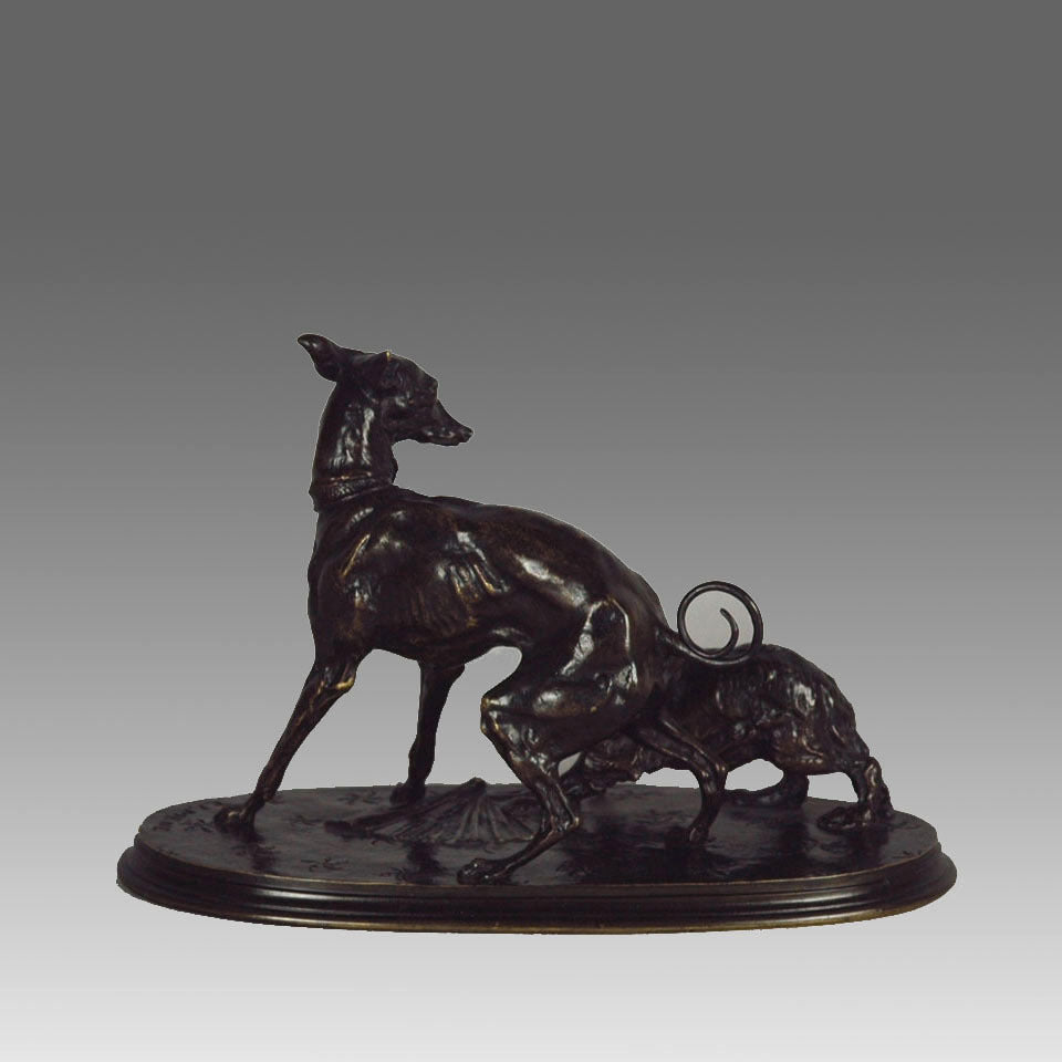 Bronze Greyhound and King Charles by Mene