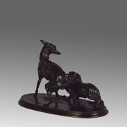 Bronze Greyhound and King Charles by Mene