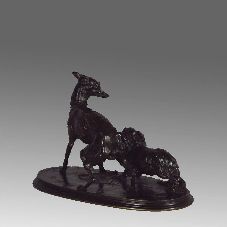 Bronze Greyhound and King Charles by Mene
