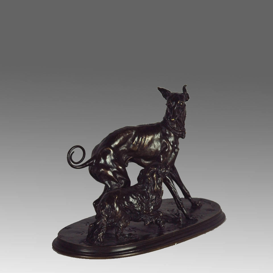 Bronze Greyhound and King Charles by Mene