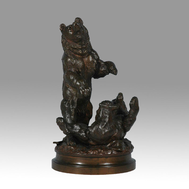 Lecourtier Bears Playing Animalier Bronze