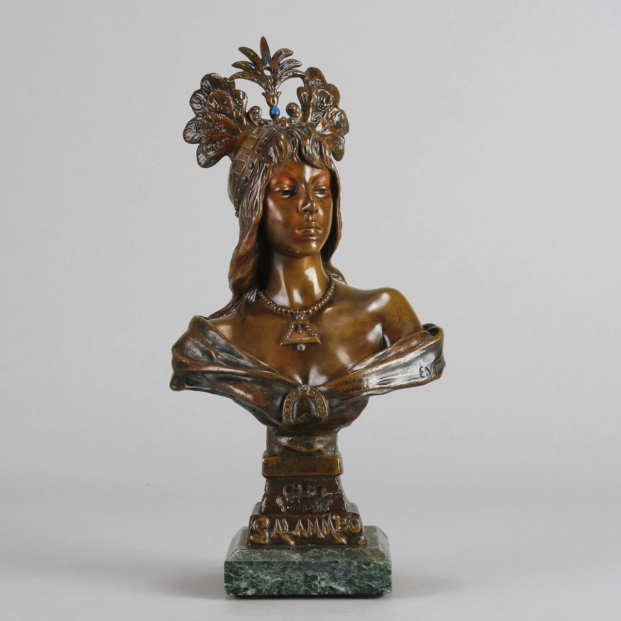 Art Nouveau Bust - Emmanuel Villanis - Salammbo - Antique Bronze - Bronze statues for sale - Bronze sculptures for sale - Antique bronze statues - Hickmet Fine Arts