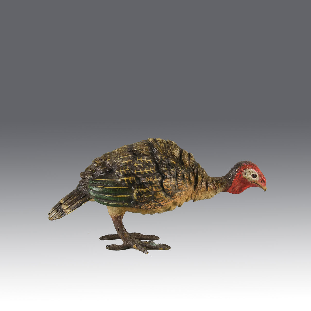 Bergman Bronze - Antique Bronze - Bergman cold painted bronze - Feeding Turkey - Franz Bergman - Hickmet Fine Arts