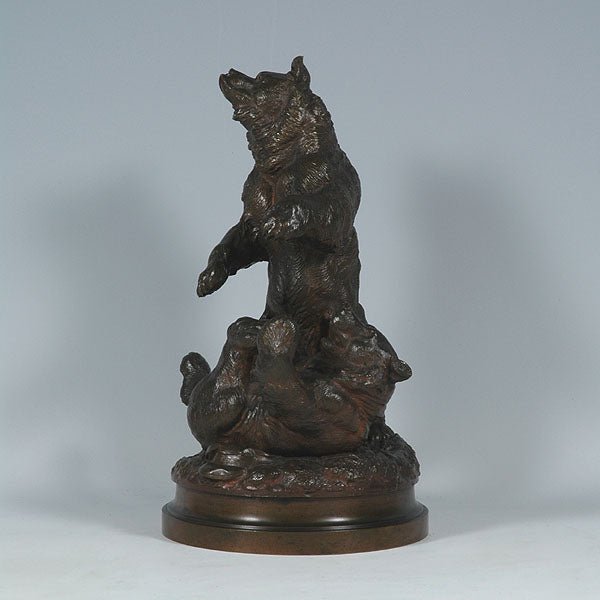 Lecourtier Bears Playing Animalier Bronze