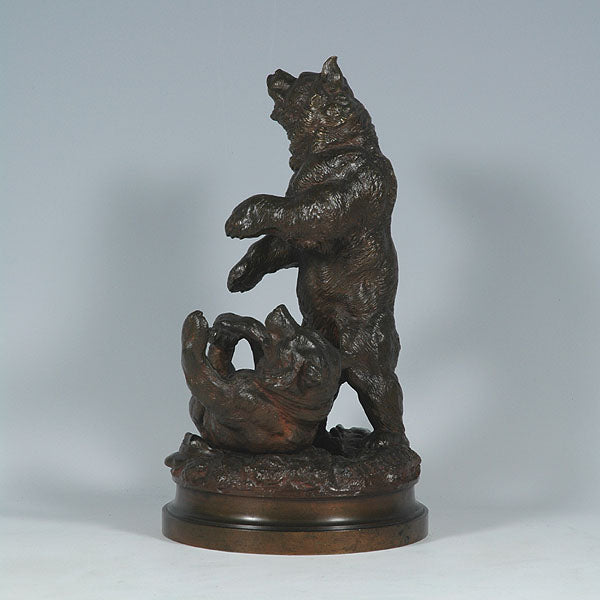 Lecourtier Bears Playing Animalier Bronze
