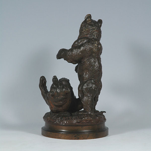 Lecourtier Bears Playing Animalier Bronze