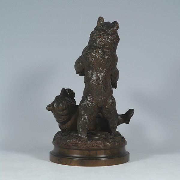 Lecourtier Bears Playing Animalier Bronze