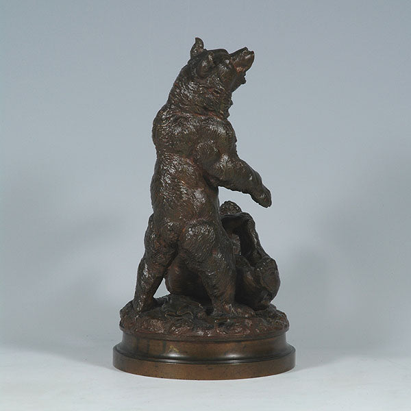 Lecourtier Bears Playing Animalier Bronze