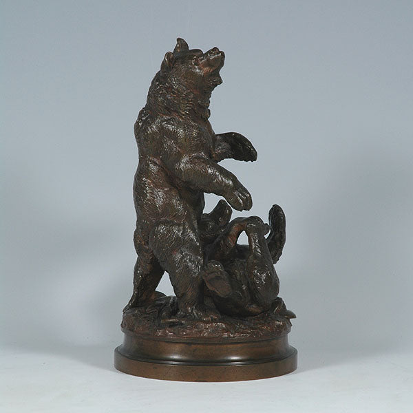 Lecourtier Bears Playing Animalier Bronze