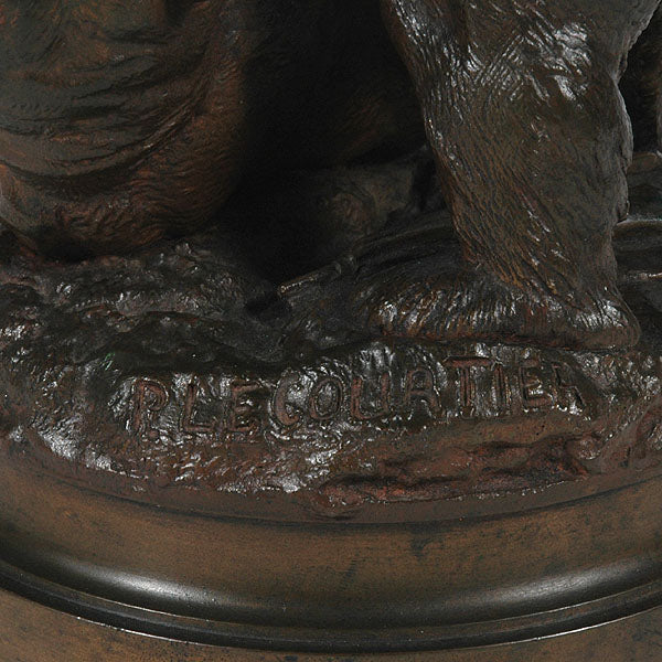 Lecourtier Bears Playing Animalier Bronze